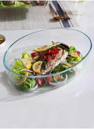 4L Oval Borosilicate Glass Baking Dish Oven-Safe Tray (39x27.5x7)cm
