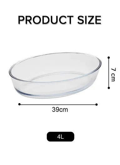 4L Oval Borosilicate Glass Baking Dish Oven-Safe Tray (39x27.5x7)cm