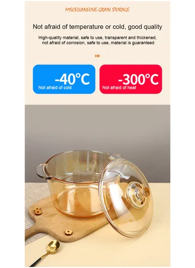 2.5L Durable &amp; Heat Resistant Glass Pot with Lid Compatible with Oven &amp; Microwave SJB-2500ml-BHP (D19 x H11.5)cm - Transparent / Type B