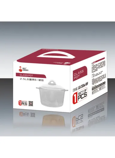 2.5L Durable &amp; Heat Resistant Glass Pot with Lid Compatible with Oven &amp; Microwave SJB-2500ml-BHP (D19 x H11.5)cm - Transparent / Type B