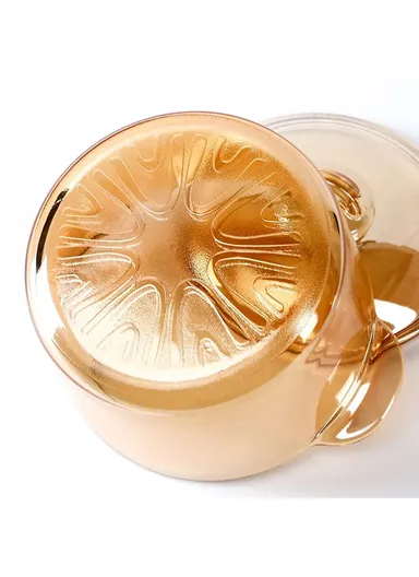 2.5L Durable &amp; Heat Resistant Glass Pot with Lid Compatible with Oven &amp; Microwave SJB-2500ml-BHP (D19 x H11.5)cm - Amber / Type B
