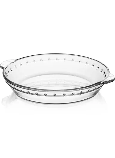9-inch Round Borosilicate glass Baking Dish Pan, Oven-Safe Tray (D25.5 x H4)cm