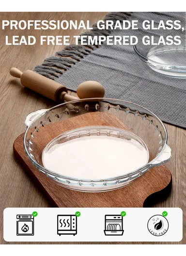 9-inch Round Borosilicate glass Baking Dish Pan, Oven-Safe Tray (D25.5 x H4)cm