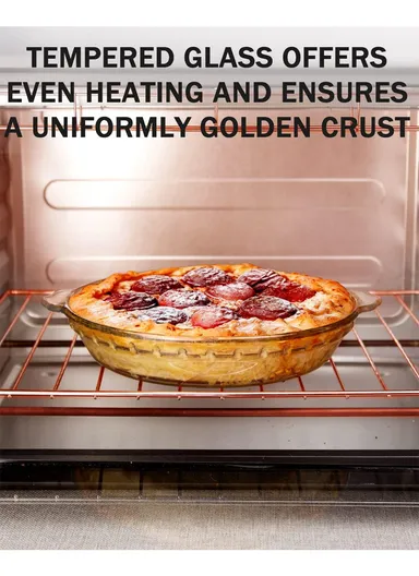 9-inch Round Borosilicate glass Baking Dish Pan, Oven-Safe Tray (D25.5 x H4)cm