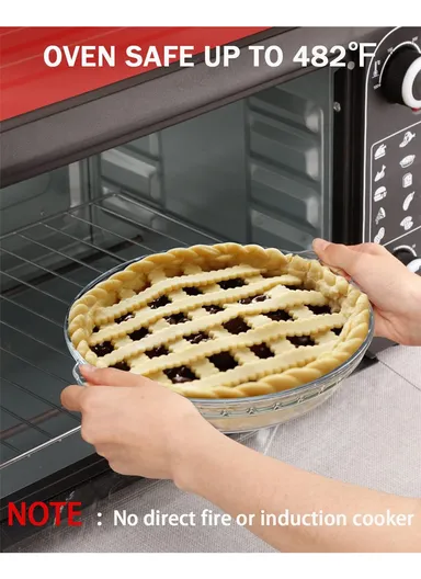 9-inch Round Borosilicate glass Baking Dish Pan, Oven-Safe Tray (D25.5 x H4)cm