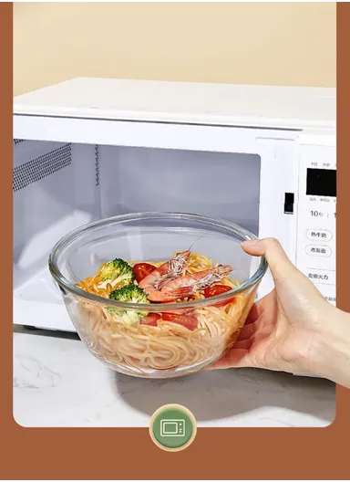 1L Large Capacity Borosilicate Clear Dishwasher Safe Kitchen Mixing Round Glass Bowls GPSLW-170