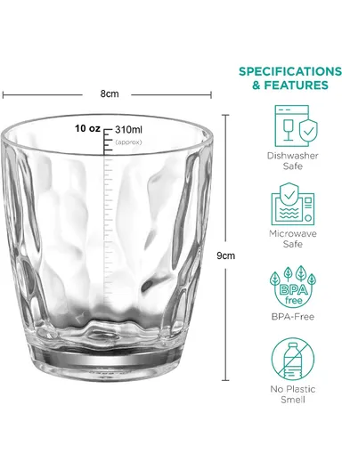 310ml 6Pcs Luxurious Round Glass Cup Set With Elegant Design For Beverages BM4002
