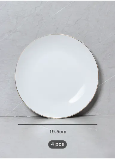 16 Pcs/Set Reactive Glaze Dishes Set, Chip Resistant &amp; Scratch Resistant Ultra Chic Matte Stoneware Dinnerware Service for 4, Microwave &amp; Dishwasher Safe, Durable Everyday Dining Set - White &amp; Gold