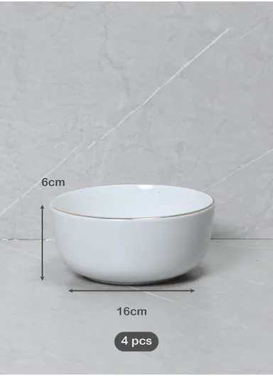 16 Pcs/Set Reactive Glaze Dishes Set, Chip Resistant &amp; Scratch Resistant Ultra Chic Matte Stoneware Dinnerware Service for 4, Microwave &amp; Dishwasher Safe, Durable Everyday Dining Set - White &amp; Gold