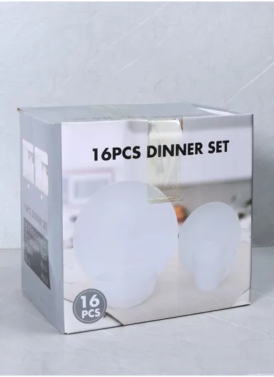 16 Pcs/Set Reactive Glaze Dishes Set, Chip Resistant &amp; Scratch Resistant Ultra Chic Matte Stoneware Dinnerware Service for 4, Microwave &amp; Dishwasher Safe, Durable Everyday Dining Set - White &amp; Gold