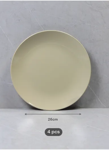 16Pcs Ceramic Dinnerware Sets for 4, Hand painted Plates &amp; Bowls Set with Rustic Terracotta Underside, Scratch Resistant Stoneware Dishes Set, Dishwasher &amp; Microwave Safe - Beige