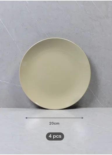 16Pcs Ceramic Dinnerware Sets for 4, Hand painted Plates &amp; Bowls Set with Rustic Terracotta Underside, Scratch Resistant Stoneware Dishes Set, Dishwasher &amp; Microwave Safe - Beige