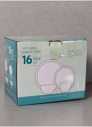 16 Pcs/Set Chip Resistant &amp; Scratch Resistant Ultra Chic Dinnerware Service for 4, Microwave &amp; Dishwasher Safe, Durable Everyday Dining Set - White