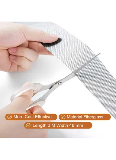 Premium Fiberglass Window Repair Tape Heavy-Duty Adhesive, Breathable Mesh &amp; Easy to Use (L200 x W5)cm