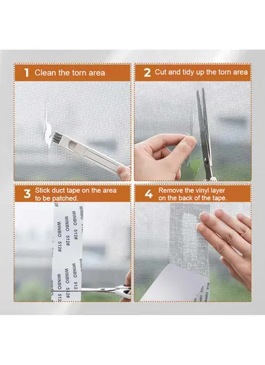 Premium Fiberglass Window Repair Tape Heavy-Duty Adhesive, Breathable Mesh &amp; Easy to Use (L200 x W5)cm