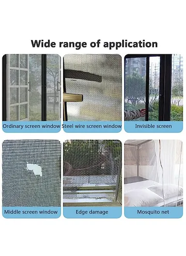 Premium Fiberglass Window Repair Tape Heavy-Duty Adhesive, Breathable Mesh &amp; Easy to Use (L200 x W5)cm