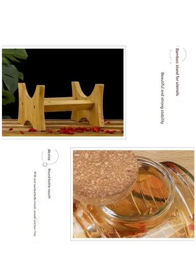 3L Glass Old Barrel Design Beverage Dispenser Jug with Wood Frame &amp; Spigot Set (W19.5 x D13 x H19.5)cm