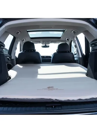 Leakproof Inflatable Air Mattress Quick Inflation Travel Bed, Lightweight, Portable Sleeping Pad for Camping, Fits Most SUVs &amp; Sedans, Comfortable &amp; Durable CD-4096 (L188 x W132 x H5)cm - Beige&amp;Gray