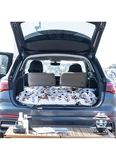 Leakproof Inflatable Air Mattress Quick Inflation Travel Bed, Lightweight, Portable Sleeping Pad for Camping, Fits Most SUVs &amp; Sedans, Comfortable &amp; Durable CD-4096 (L188 x W132 x H5)cm - Beige&amp;Gray