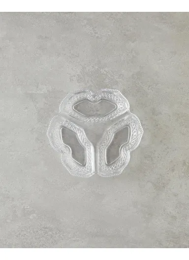 Triple Glass 3 Compartment Snack Bowl 20x20 cm Transparent