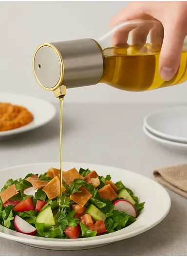 320ml Glass Cooking Oil Dispenser Bottle With Anti-Slip Design H1002W - Gold