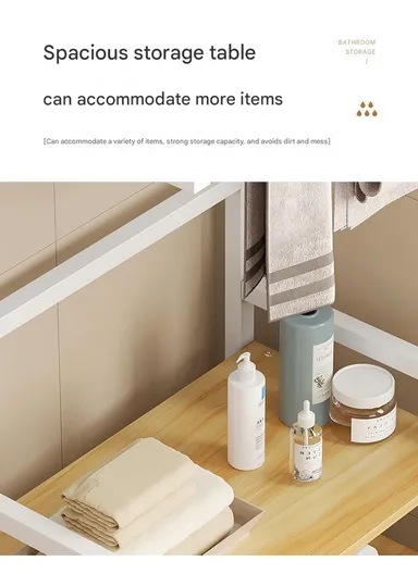 4-Tier Multi-Functional Bathroom Storage Rack with Towel Bar YM097 (L31 x W60 x H152)cm - Walnut