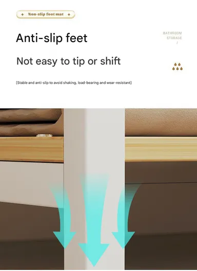 4-Tier Multi-Functional Bathroom Storage Rack with Towel Bar YM097 (L31 x W60 x H152)cm - Walnut