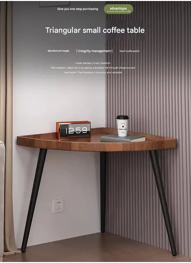 Modern Triangular Coffee Table with Hairpin Legs YM083 (50 x 50 X H47)cm - Walnut