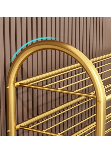 5-Tier Heavy-Duty Metallic Shoe Organizer, Bedroom Shoe Organizer Racks YM043 (W80 x D23 x H105)cm - Gold