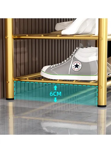 5-Tier Heavy-Duty Metallic Shoe Organizer, Bedroom Shoe Organizer Racks YM043 (W80 x D23 x H105)cm - Gold