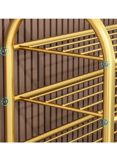 5-Tier Heavy-Duty Metallic Shoe Organizer, Bedroom Shoe Organizer Racks YM043 (W80 x D23 x H105)cm - Gold