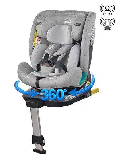 0m+ 360° Rotation Convertible Baby Car Seat, with Side Protection System, Adjustable Headrest, Rear &amp; Forward-Facing &amp; Anti-Sweat Cover G409 (L47 x W45 x H60)cm - Grey