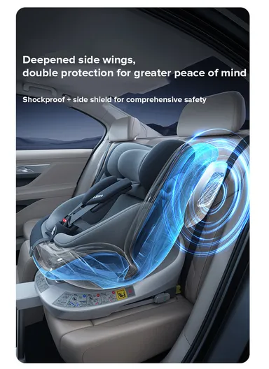 0m+ 360° Rotation Convertible Baby Car Seat, with Side Protection System, Adjustable Headrest, Rear &amp; Forward-Facing &amp; Anti-Sweat Cover G409 (L47 x W45 x H60)cm - Grey