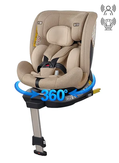 0m+ 360° Rotation Convertible Baby Car Seat, with Side Protection System, Adjustable Headrest, Rear &amp; Forward-Facing &amp; Anti-Sweat Cover G409 (L47 x W45 x H60)cm - Khaki
