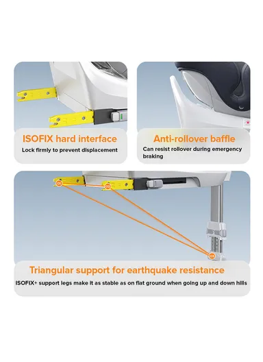 0m+ 360° Rotation Convertible Baby Car Seat, with Side Protection System, Adjustable Headrest, Rear &amp; Forward-Facing &amp; Anti-Sweat Cover G409 (L47 x W45 x H60)cm - Khaki