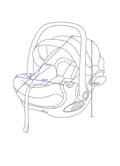 0m+ Infant Car Seat Lightweight Baby Carrier with Padded Head Support, Sun Canopy, Washable Cover &amp; Side-Impact Protection KBH602 (L70 x W42 x H40)cm - Blue