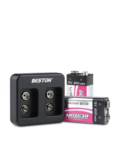 Beston 9V Charger + 2 Batteries