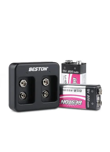 Beston 9V Charger + 2 Batteries