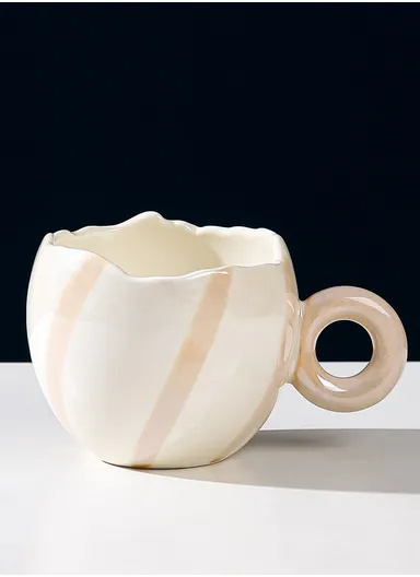 350ml Ceramic Mug, Multi-Use Large Capacity Mug, Dishwasher &amp; Microwave Safe Ceramic Mug - Beige