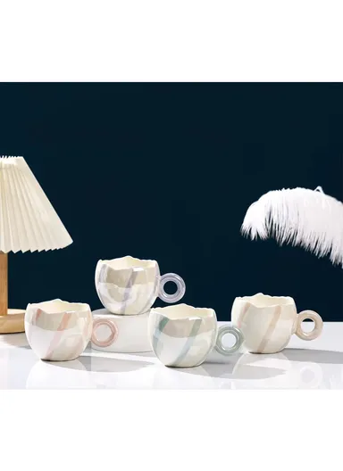 350ml Ceramic Mug, Multi-Use Large Capacity Mug, Dishwasher &amp; Microwave Safe Ceramic Mug - Beige