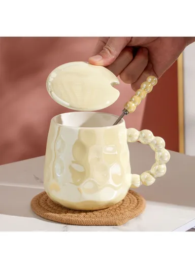 320ml Ceramic Mug, Multi-Use Large Capacity Mug, Dishwasher &amp; Microwave Safe Ceramic Mug - Yellow