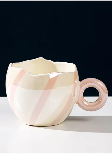 350ml Ceramic Mug, Multi-Use Large Capacity Mug, Dishwasher &amp; Microwave Safe Ceramic Mug - Pink