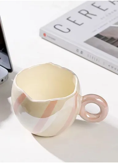 350ml Ceramic Mug, Multi-Use Large Capacity Mug, Dishwasher &amp; Microwave Safe Ceramic Mug - Pink