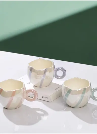 350ml Ceramic Mug, Multi-Use Large Capacity Mug, Dishwasher &amp; Microwave Safe Ceramic Mug - Pink