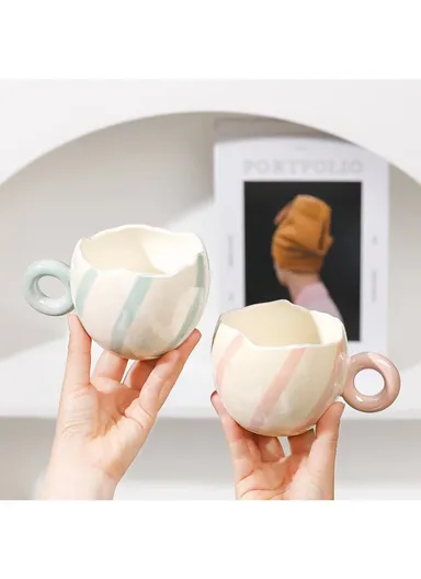 350ml Ceramic Mug, Multi-Use Large Capacity Mug, Dishwasher &amp; Microwave Safe Ceramic Mug - Pink