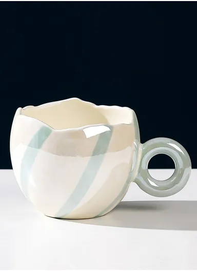 350ml Ceramic Mug, Multi-Use Large Capacity Mug, Dishwasher &amp; Microwave Safe Ceramic Mug - Green