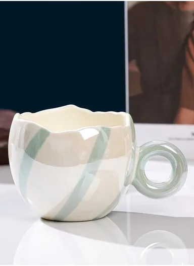 350ml Ceramic Mug, Multi-Use Large Capacity Mug, Dishwasher &amp; Microwave Safe Ceramic Mug - Green