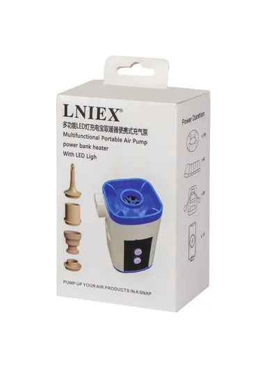 USB Rechargeable Mini Air Pump, Multi-Purpose Quick Fill Inflator Deflator with 4 Nozzles, Portable Electric Air Pump with Light AP001 (L5.2 x W5 x H8.2)cm