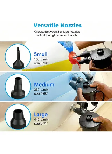 Rechargeable Air Pump Portable USB Electric Air Mattress Pump with USB Cable &amp; 3 Nozzles Quick Fill Inflator Deflator HT-41C