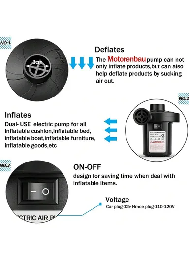 Portable Air Mattress Two-Way Universal Inflator Pump with 3 Nozzles HT-202
